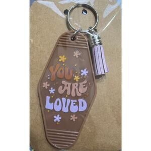 You Are Loved Brown & Purple Tassel Vintage Hotel Motel Keychain